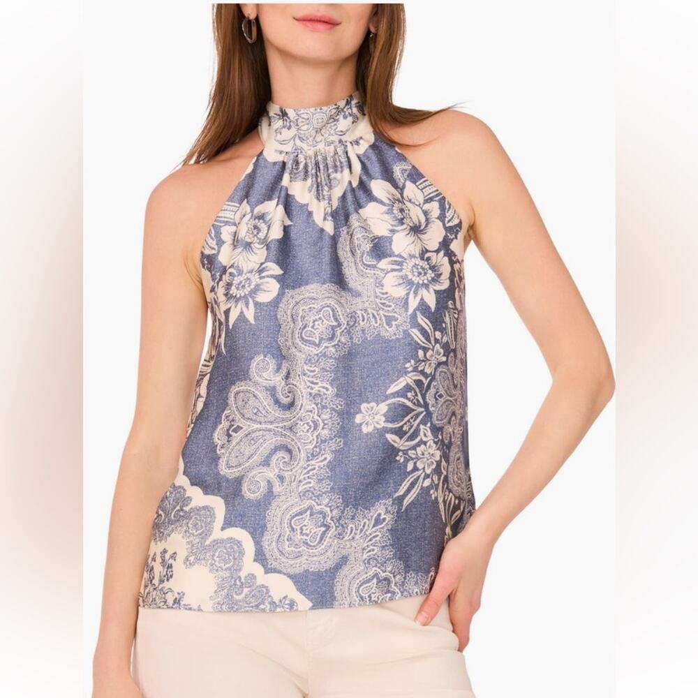 Parker satin Floral Halter Neck Top